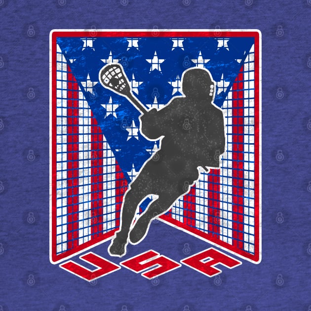 Lacrosse USA American Flag Lacrosse T-shirt by TeeCreations